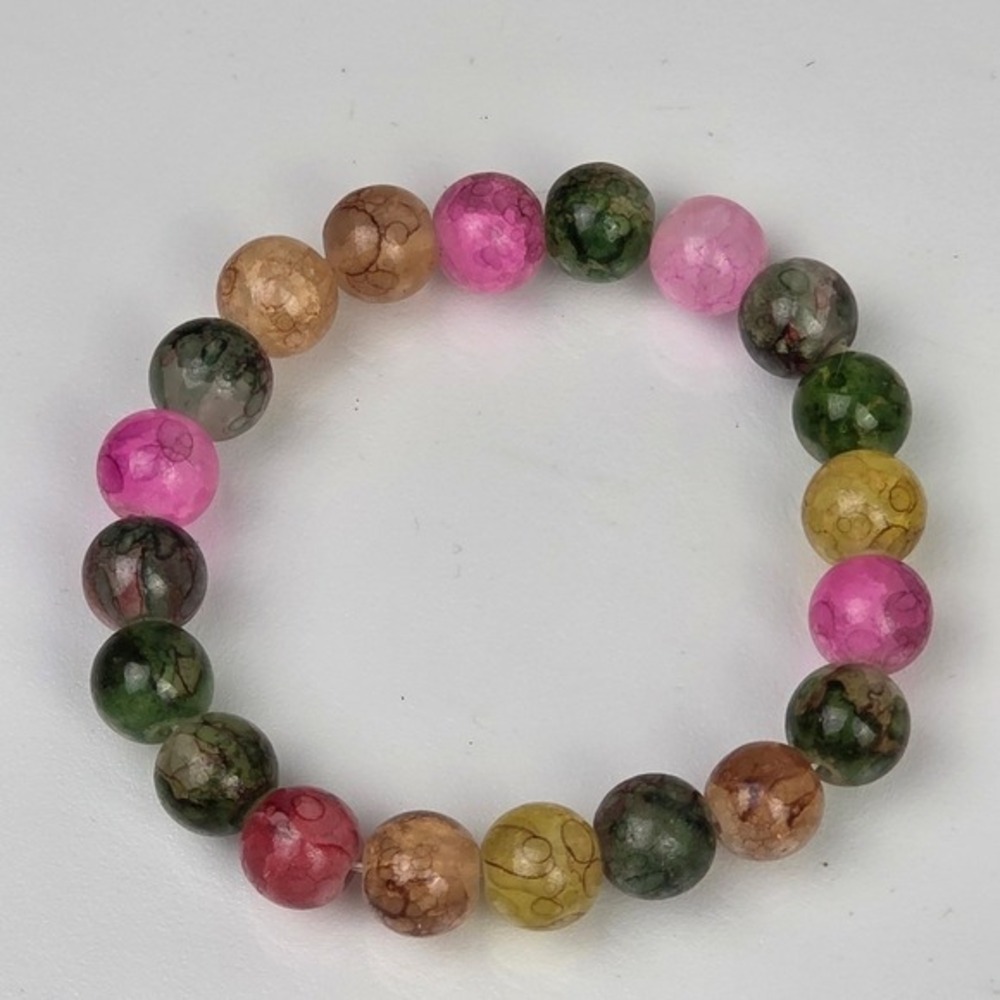 10mm Multicolor Glass Beads Bracelet
